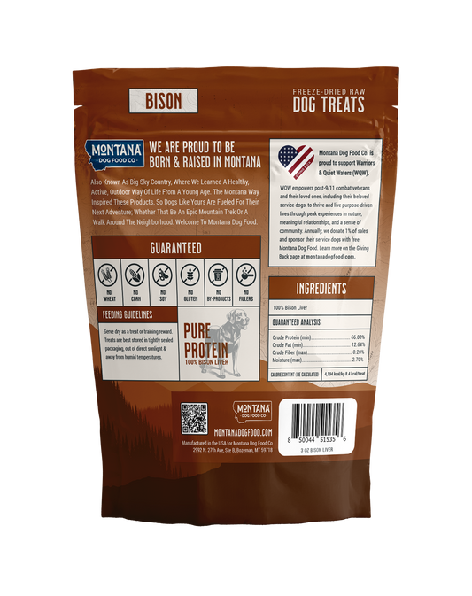 Montana Dog Food Co Bison Liver Freeze-Dried Dog Treats 3oz