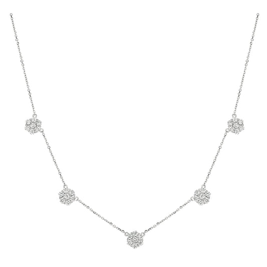 Morris & David 14K Gold Diamond Cluster Station Charm Necklace