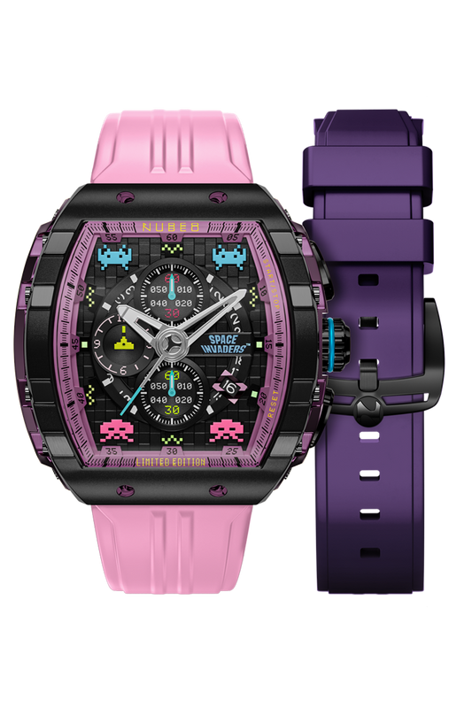 Nubeo Men's 48mm Magellan Space Invaders Limited Edition Strap Watch