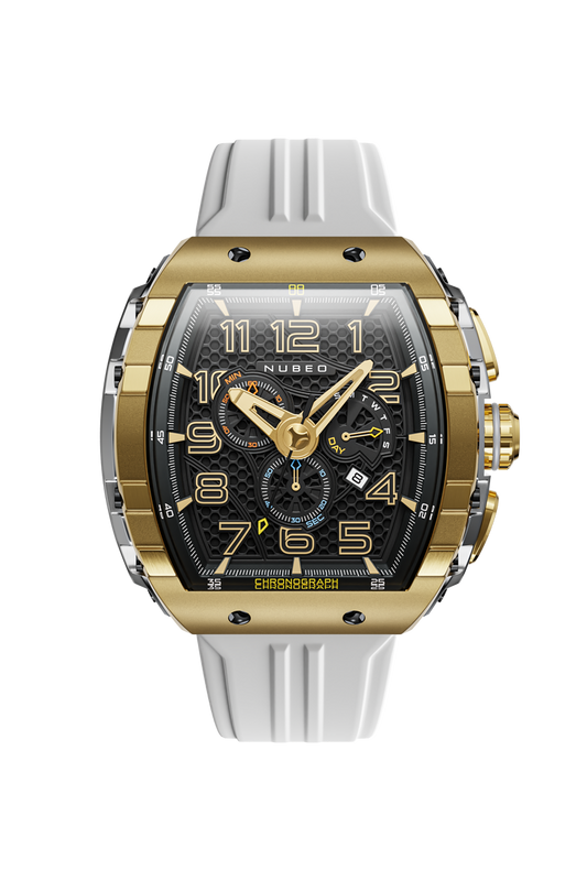 Nubeo Men's 49mm Magellan Retrograde Quartz Chronograph Silicone Strap Watch