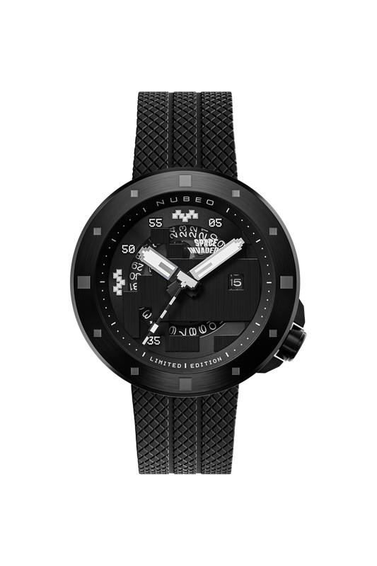 Nubeo Men's 50mm Cassini Space Invaders Automatic Limited Edition Black Strap Watch
