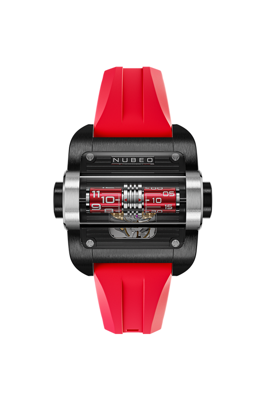 Nubeo Men's 43mm Continuum Automatic Square Rolling Time Rubber Strap Watch