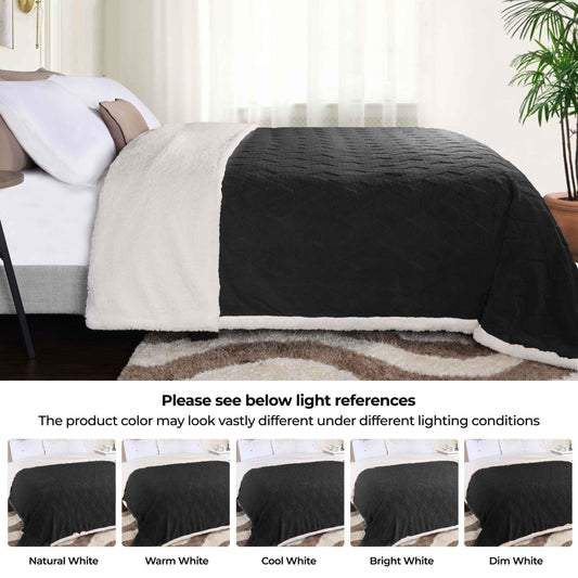 Superior Nuuk Jacquard Lattice Fleece Sherpa Reversible Blanket