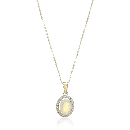Gilded Lane 10K Gold Choice of Shape Gem & Diamond Pendant with Chain