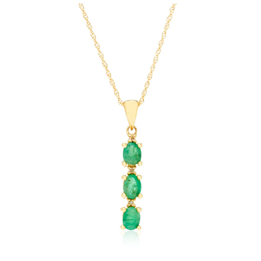 Gilded Lane 10K Gold 3-Stone Gem & Diamond Drop Pendant with Chain