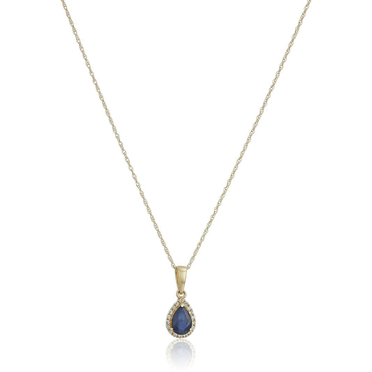 Gilded Lane 10K Gold Gem & Created White Sapphire Halo Pendant
