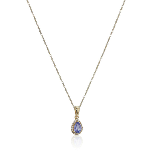 Gilded Lane 10K Gold Gem & Created White Sapphire Halo Pendant