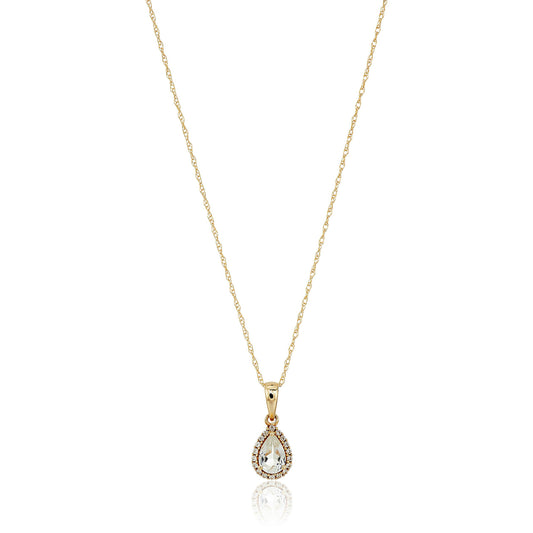 Gilded Lane 10K Gold Gem & Created White Sapphire Halo Pendant