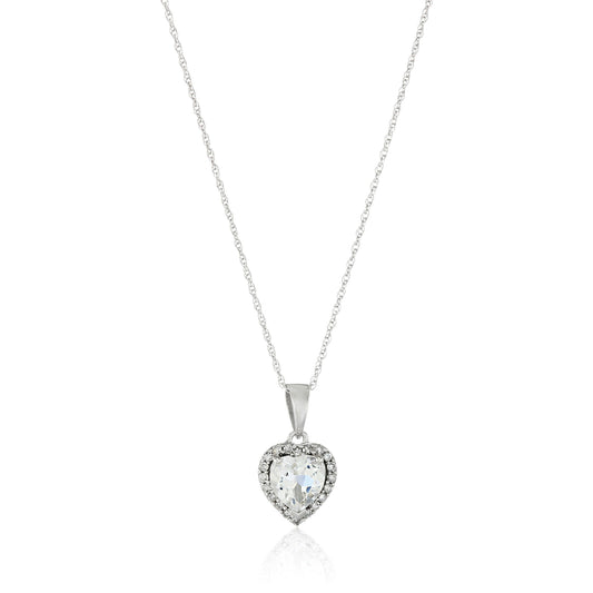 Gilded Lane 10K Gold Heart-Shaped Gem & Diamond Halo Pendant