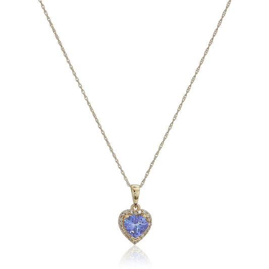 Gilded Lane 10K Gold Heart-Shaped Gem & Diamond Halo Pendant