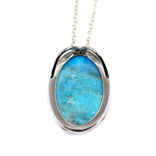 Sterling Silver 18x13mm Mohave Turquoise Oval Solitaire Pendant