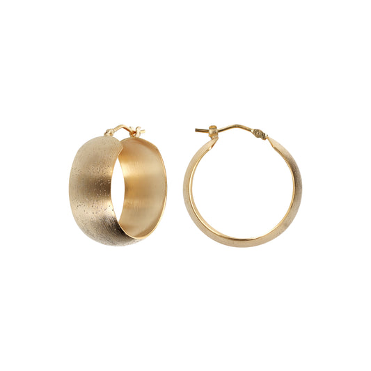 Toscana Italiana 18K Gold Plated Satin Finish Domed Hoop Earrings