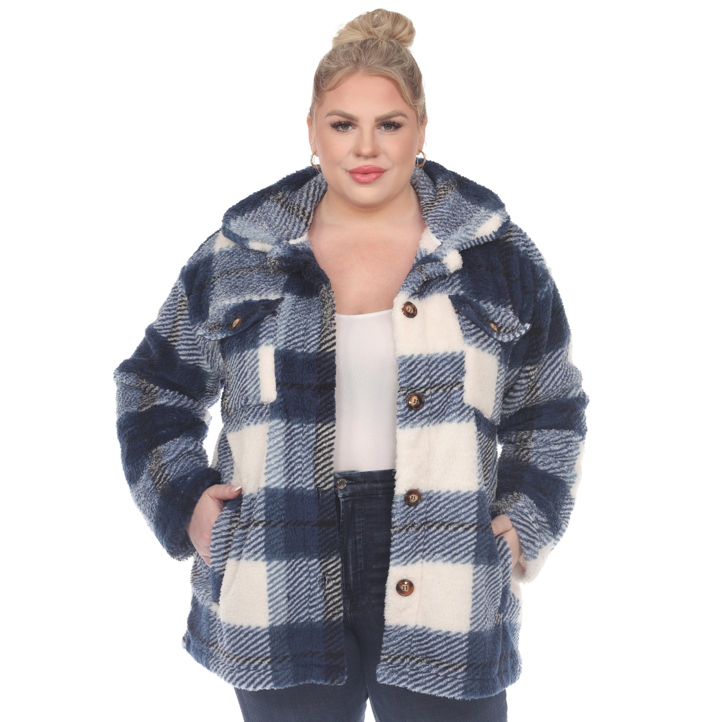White Mark Women's Plaid Shacket