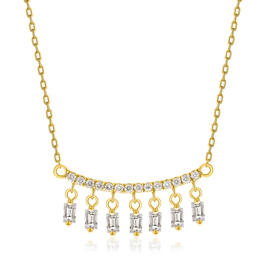 Beverly Hills Elegance 14K Gold 0.57ctw Diamond Fringe Bar Necklace