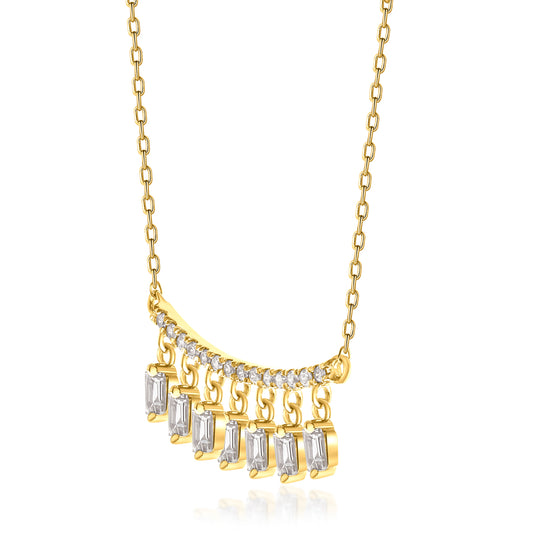 Beverly Hills Elegance 14K Gold 0.57ctw Diamond Fringe Bar Necklace