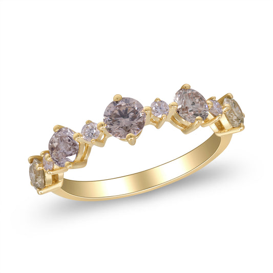 Beverly Hills Elegance 14K Gold 1.21ctw Multi-Color Diamond Band Ring