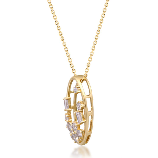 Beverly Hills Elegance 14K Gold 0.46ctw Diamond Scattered Frame Pendant with Chain