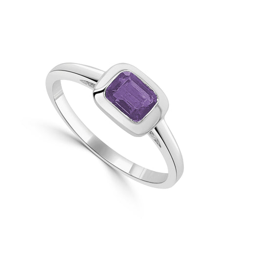 Sabrina Designs 14K Gold Emerald-Cut Amethyst Bezel Set Ring