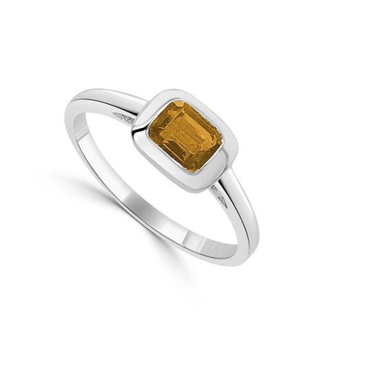 Sabrina Designs 14K Gold Emerald-Cut Citrine Bezel Set Ring