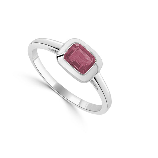 Sabrina Designs 14K Gold Emerald-Cut Pink Tourmaline Bezel Set Ring