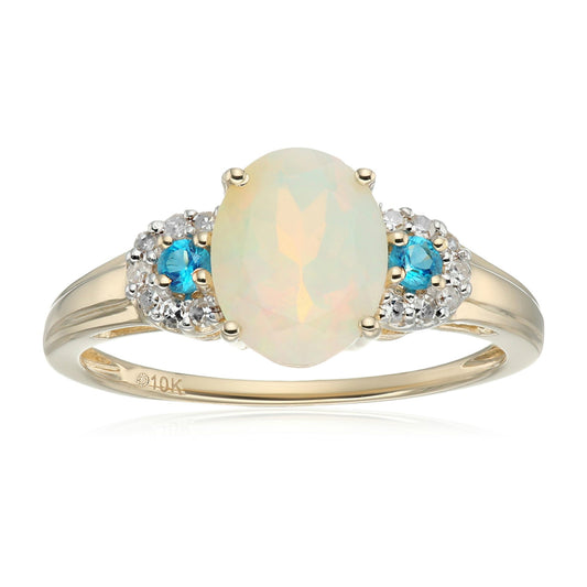 Gilded Lane 10K Gold Ethiopian Opal & Exotic Gemstone Ring