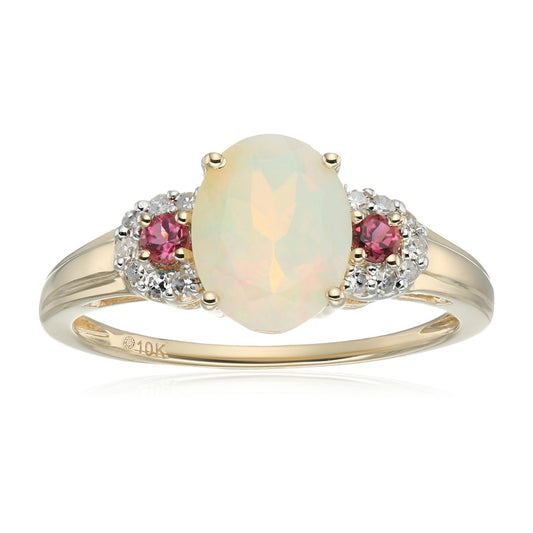 Gilded Lane 10K Gold Ethiopian Opal & Exotic Gemstone Ring