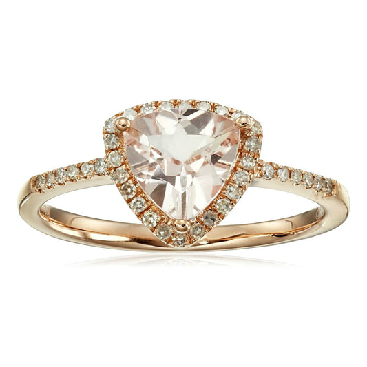 Gilded Lane 14K Gold 7mm Trillion Morganite & Diamond Ring