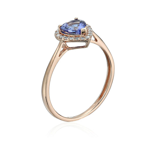 Gilded Lane 10K Gold 6mm Heart-Shaped Gem & Diamond Ring