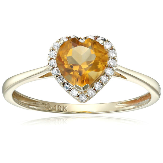 Gilded Lane 10K Gold 6mm Heart-Shaped Gem & Diamond Ring