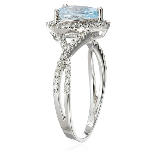 Gilded Lane 14K Gold 8x6mm Pear-Shaped Gem & Diamond Ring