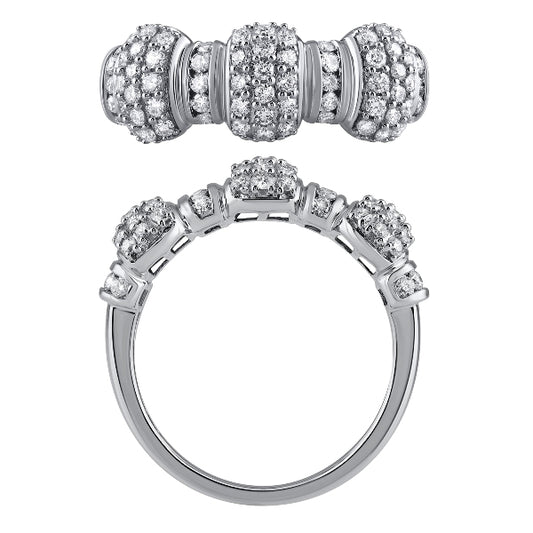 Morris & David 14K Gold 0.75ctw Diamond Triple Station Band Ring