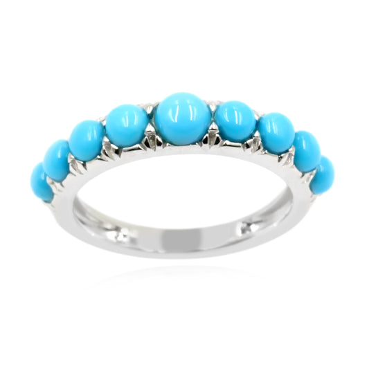 Sterling Silver Sleeping Beauty Turquoise 9-Stone Band Ring