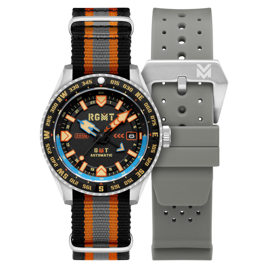 RGMT Men's 42mm Dragoon Automatic Date GMT Interchangeable Nylon & Rubber Strap Watch