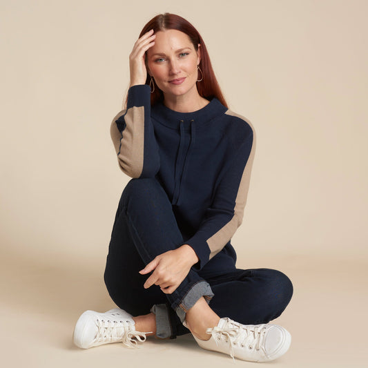 Christopher & Banks Relaxed Restyled Color Block Long Sleeve Sweater