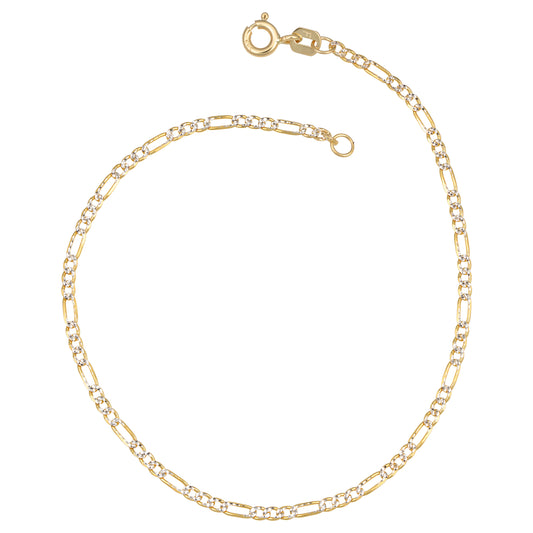 14K Italian Gold Figaro Chain Link Anklet