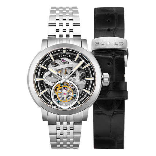 Schild Men's 44mm Heinrich Automatic Tourbillion Skeletonized Interchangeable Watch