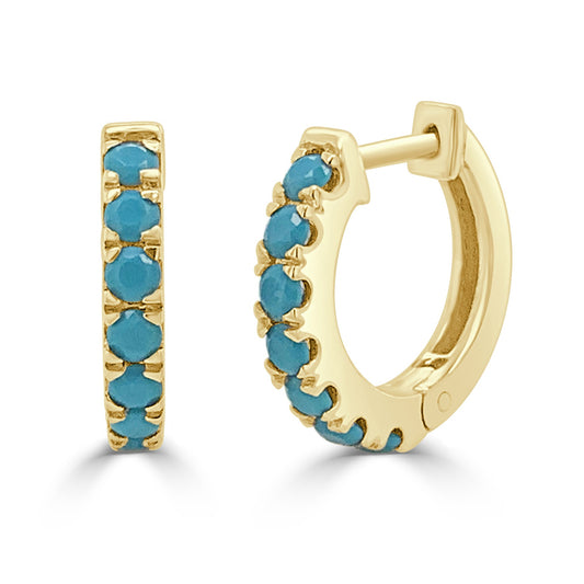 Sabrina Designs 14K Gold Turquoise Huggie Hoop Earrings
