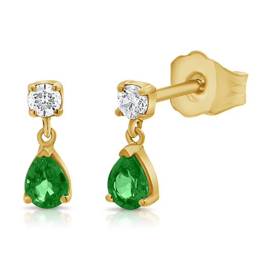 Sabrina Designs 14K Gold Emerald & Diamond Drop Earrings