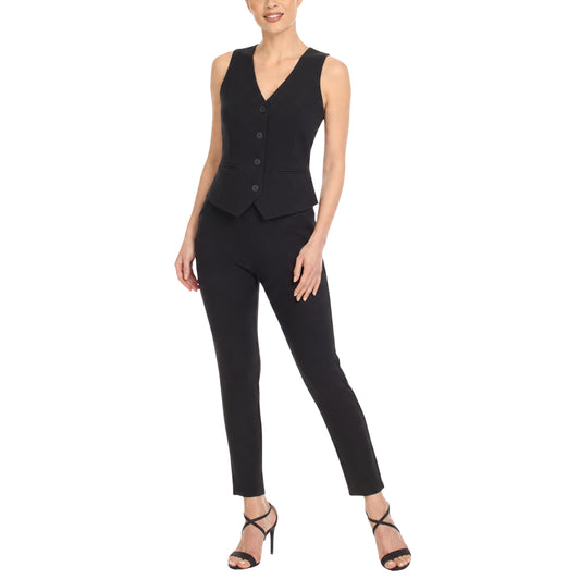 White Mark Women's Tailored Vest & Ankle Pants Matching Set