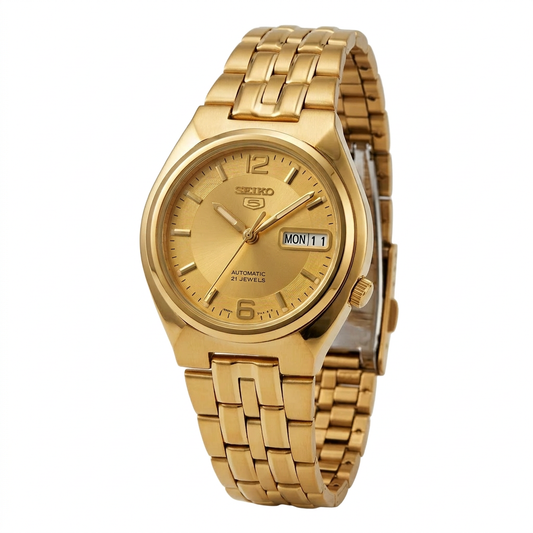 Seiko Men's Series 5 38mm Automatic Date & Day Goldtone Bracelet Watch