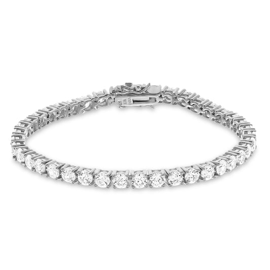 Brilliante Sterling Silver Simulated Diamond Tennis Bracelet Choice of Finish