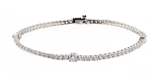 Brilliante Sterling Silver Simulated Diamond Pave Bezel-Set Tennis Bracelet