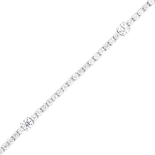 Brilliante Sterling Silver Simulated Diamond Pave Bezel-Set Tennis Bracelet