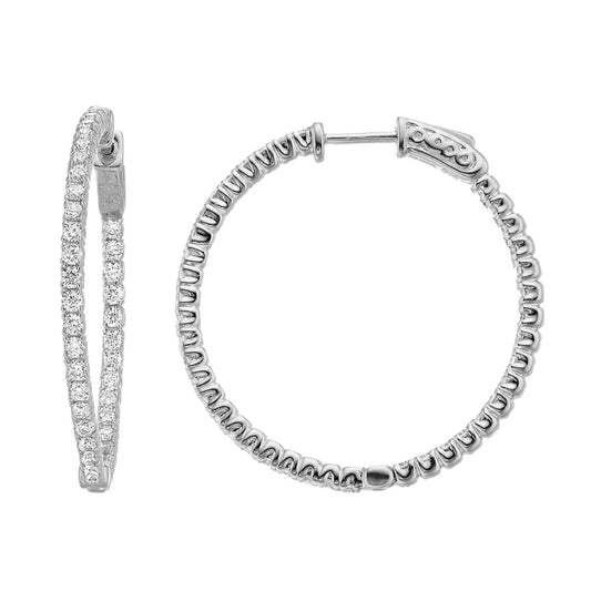 Brilliante Sterling Silver Simulated Diamond Hoop Earrings