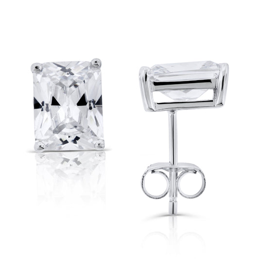 Brilliante Sterling Silver Simulated Choice of Cut Diamond Stud Earrings
