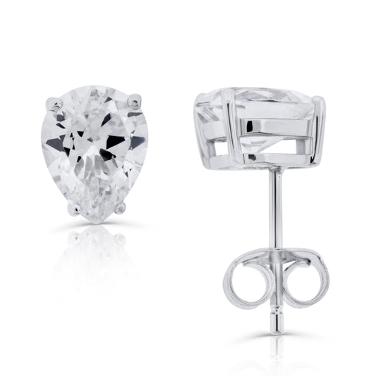 Brilliante Sterling Silver Simulated Choice of Cut Diamond Stud Earrings