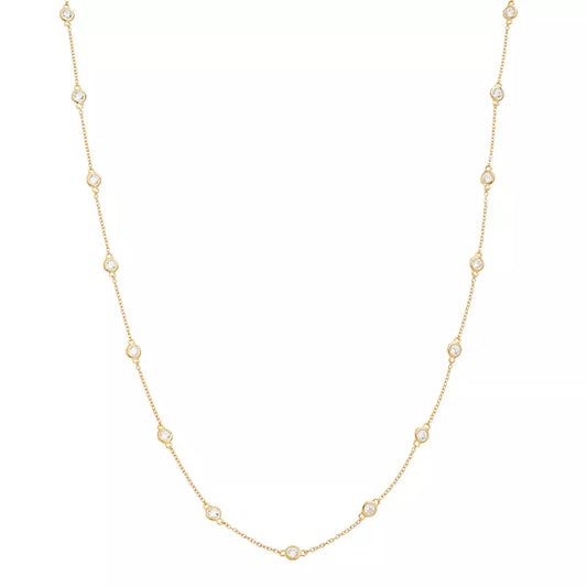 Brilliante Sterling Silver Simulated Diamond Station Choice of Length Necklace