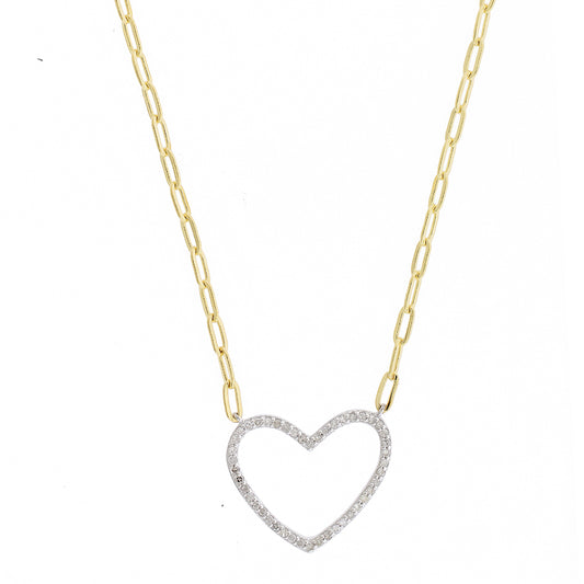 Brilliante Sterling Silver Simulated Diamond Heart Station Necklace +2" Extender