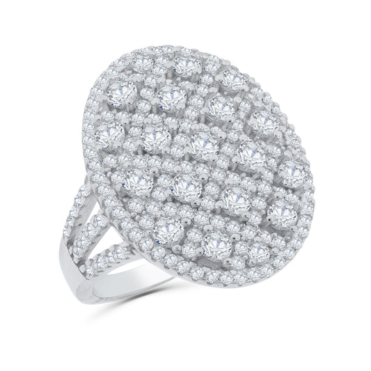 Brilliante Sterling Silver Simulated Diamond Art Deco Grid Cocktail Ring