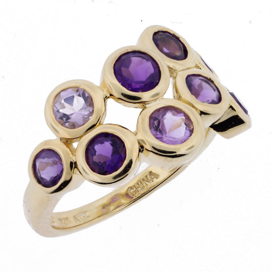 Belle Artique Sterling Silver Colors of Amethyst Bezel-Set Bubble Ring